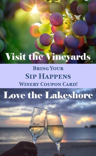 Visit the Vineyards, Love the Lakeshore - Sip Happens Winery Coupon Card